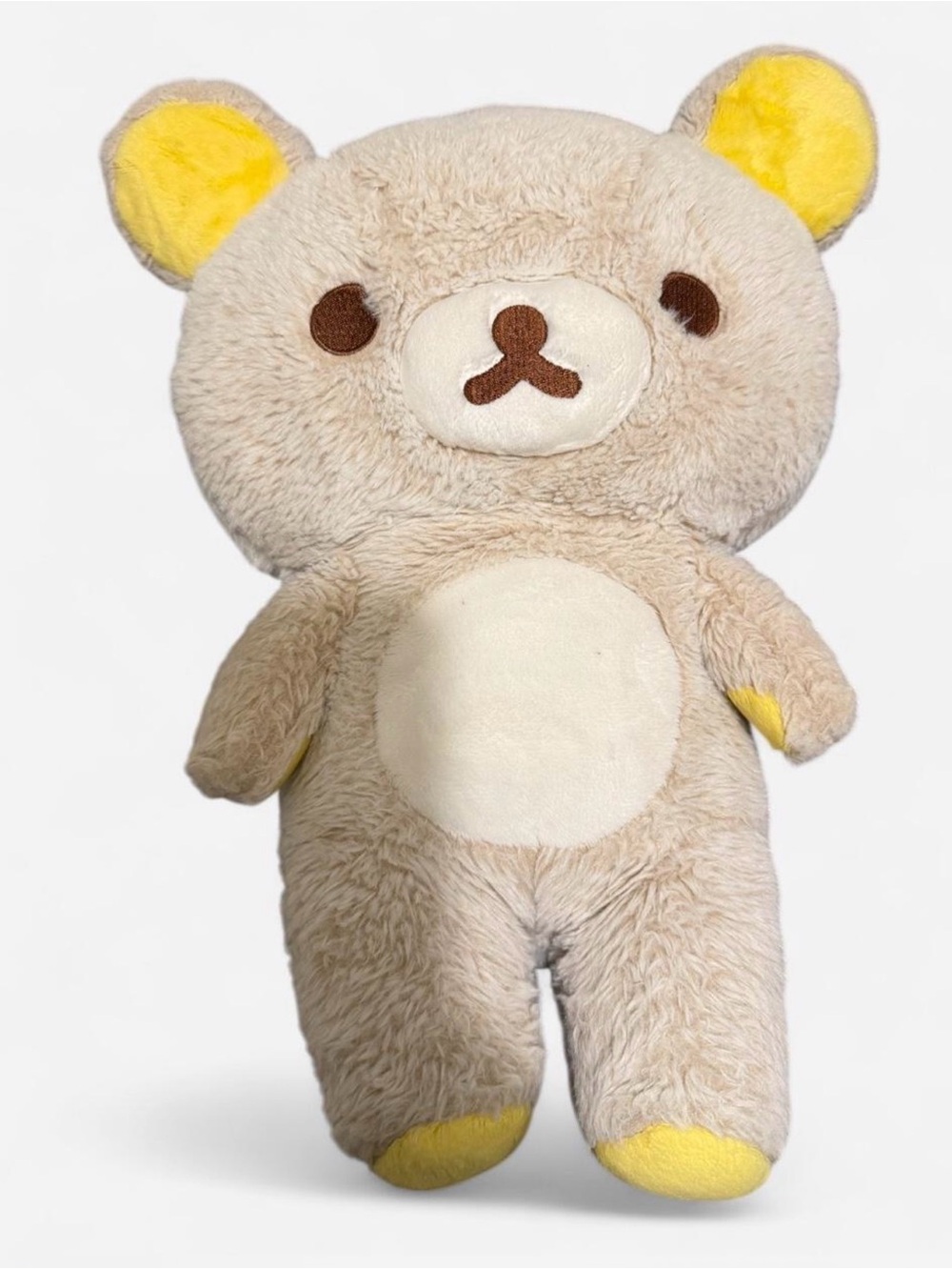 Rilakkuma Bear Plush Beige and Yellow Bear Soft Toy - Cute Cuddly Stuffed Animal